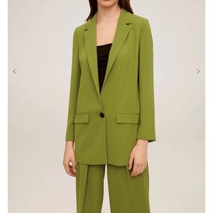 Green Mango suit Wide leg trouser Oversized blazer